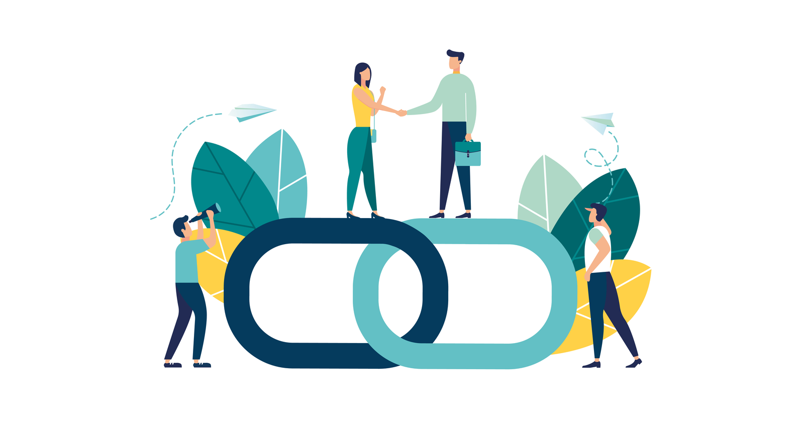 Illustration du netlinking : des maillons de chaîne reliés